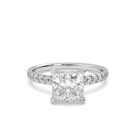 Low Set Claw Prong Princess cut Moissanite Engagement Ring