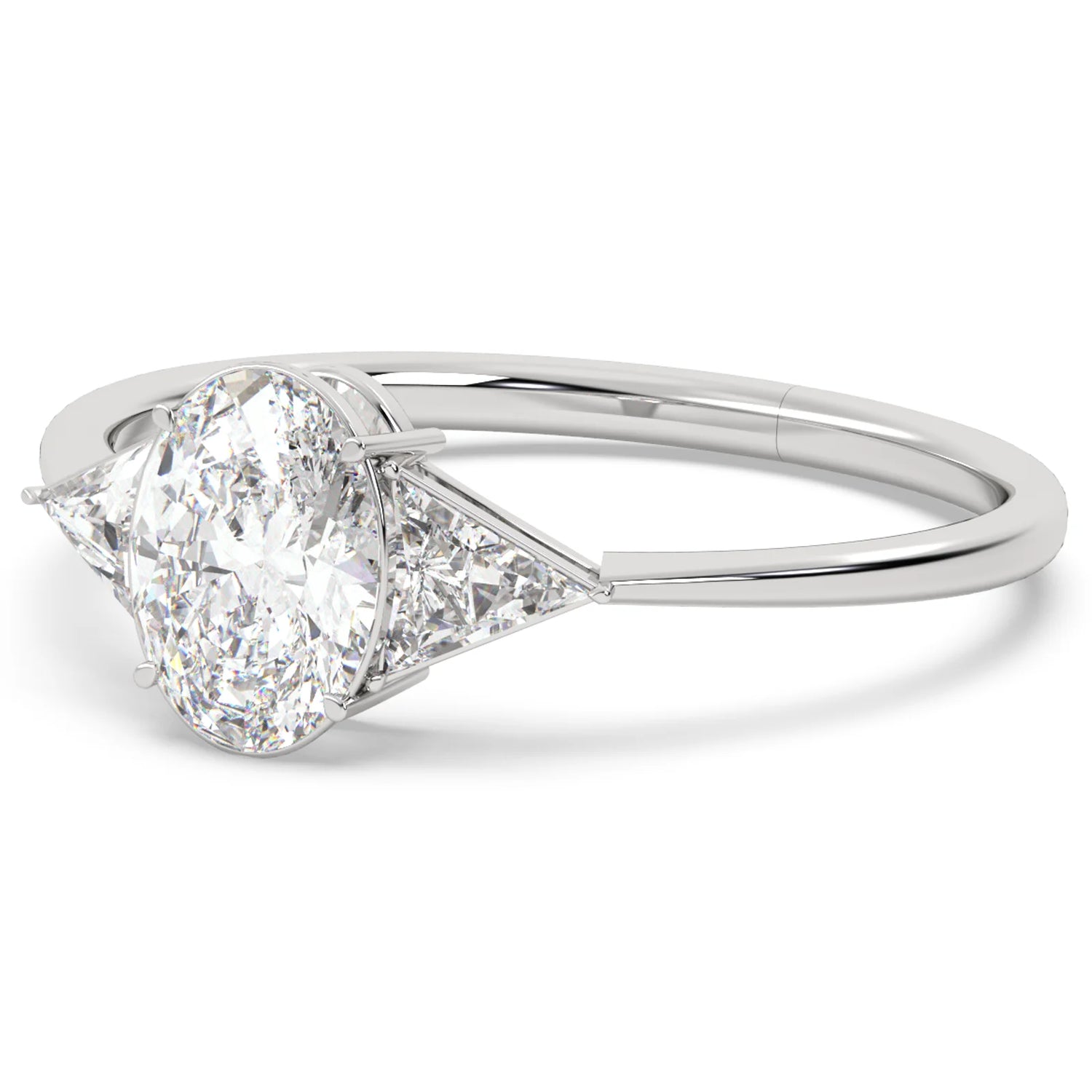 three stone oval moissanite ring