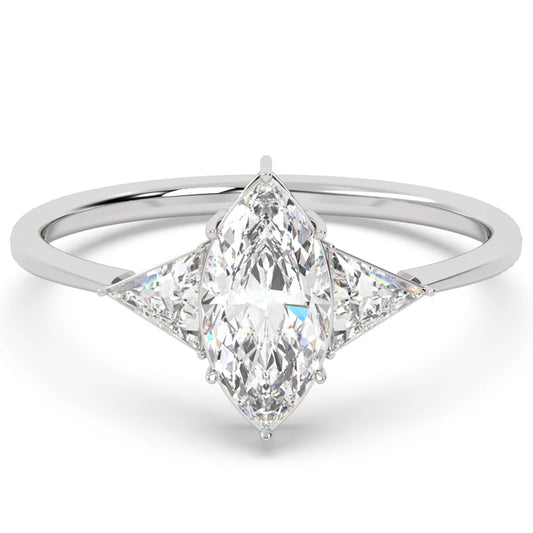 three stone moissanite ring