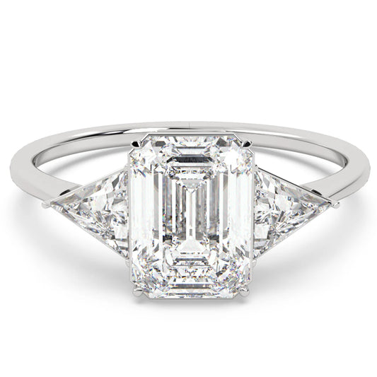 three stone emerald cut ring