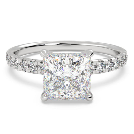 Princess cut Moissanite Engagement Ring with Claw Prongs