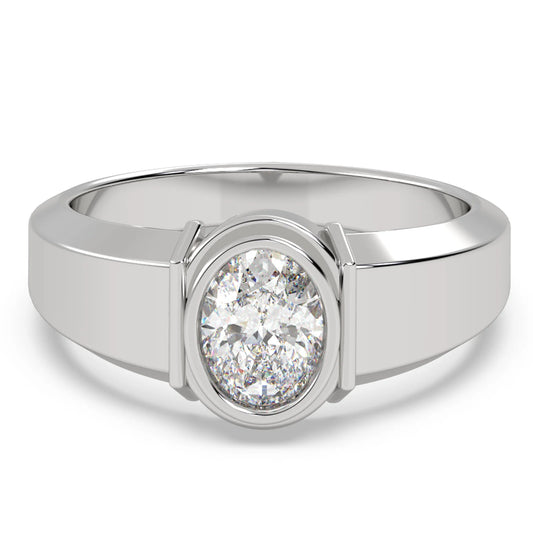 1.5 Carat Oval Bezel Set Moissanite Ring 