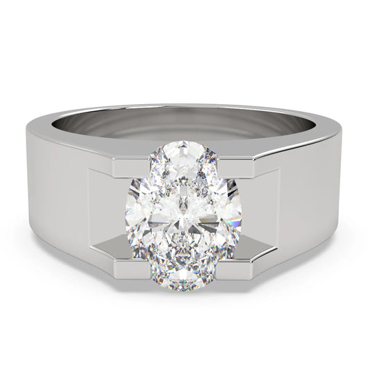 2Ct Oval Moissanite Ring For Mens - Mara Jewels